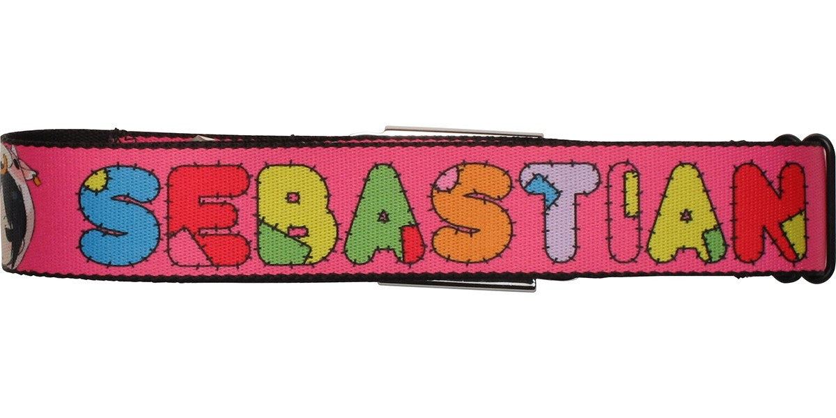 Black Butler Sebastian Stitched Letters Pink Seatbelt Mesh Belt
