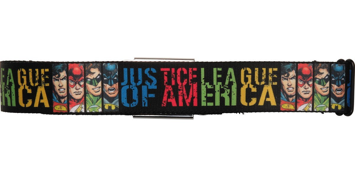 Justice League Faces Rectangles Seatbelt Belt