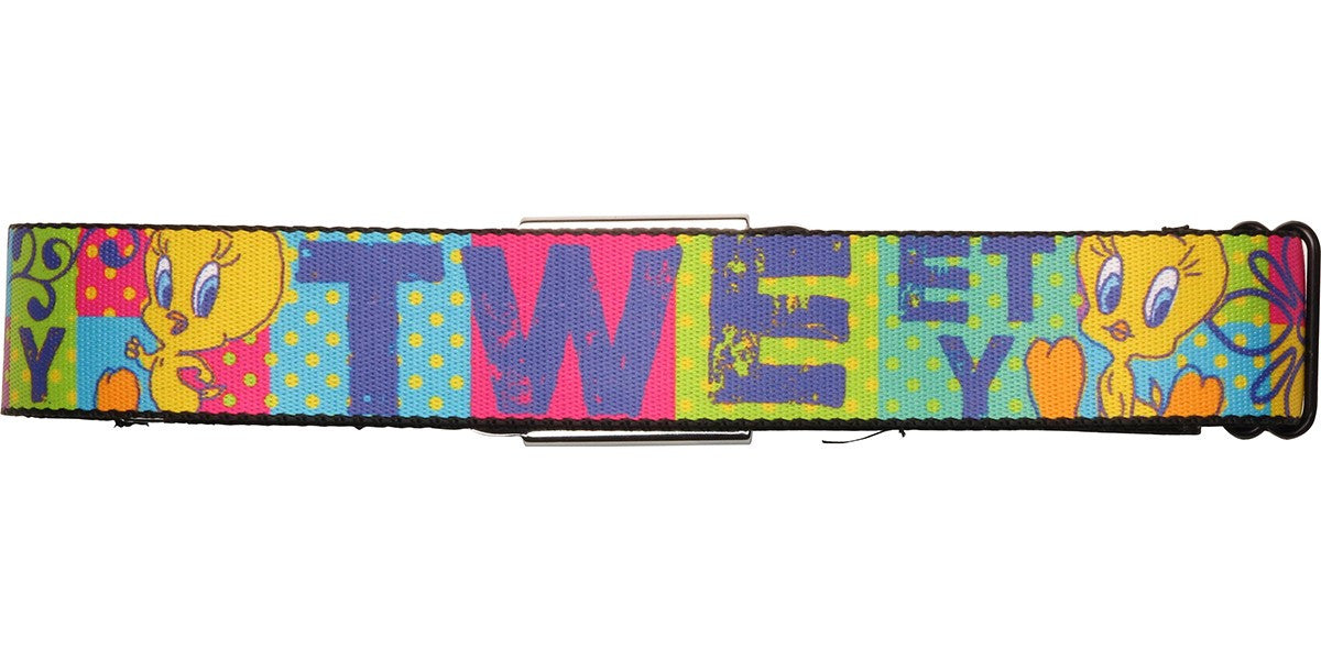 Looney Tunes Tweety Bird Squares Seatbelt Mesh Belt
