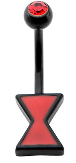 Avengers Black Widow Logo Red Gemmed Belly Ring