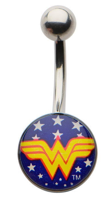 Wonder Woman Logo Stars Round Belly Ring