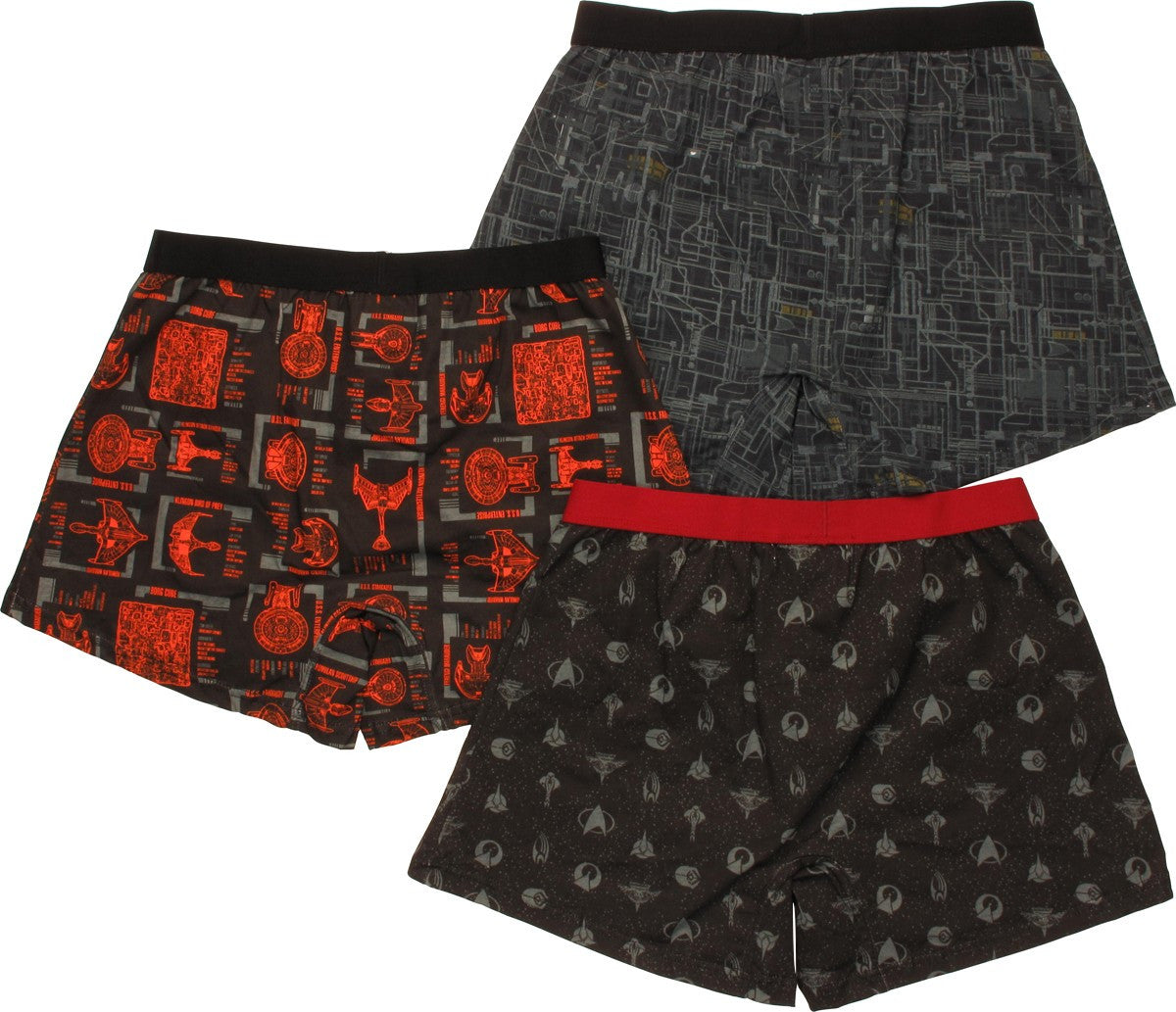 Star Trek TNG All Over 3 Pack Boxer Briefs Set