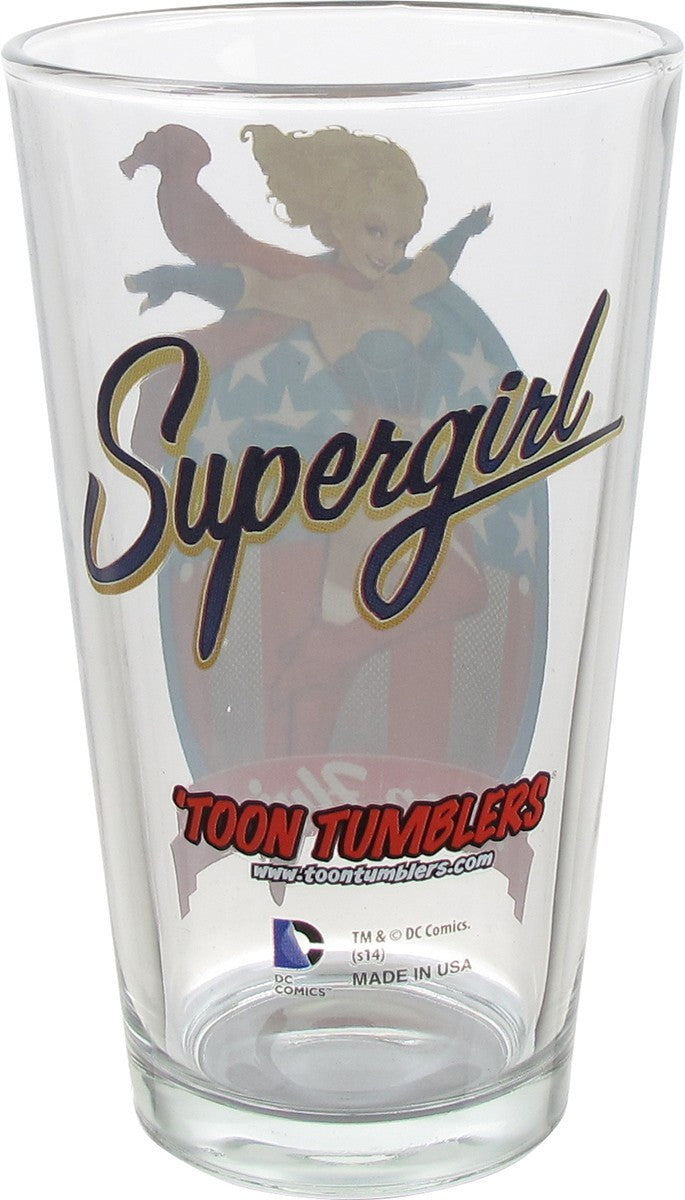 Supergirl Bombshell Toon Tumbler Pint Glass