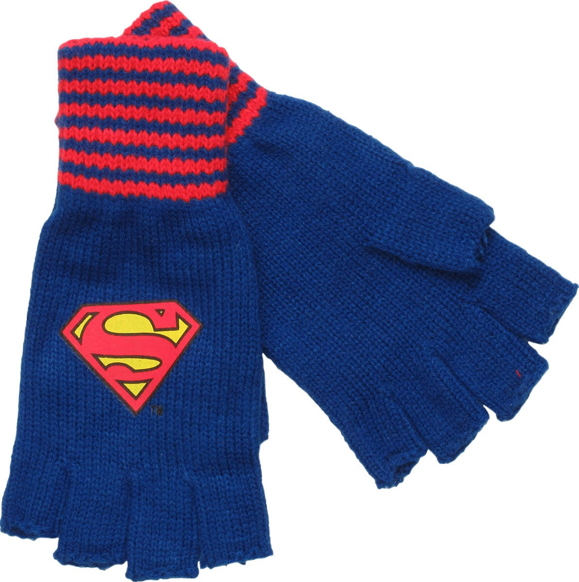 Superman Logo Striped Wrist Fingerless Gloves