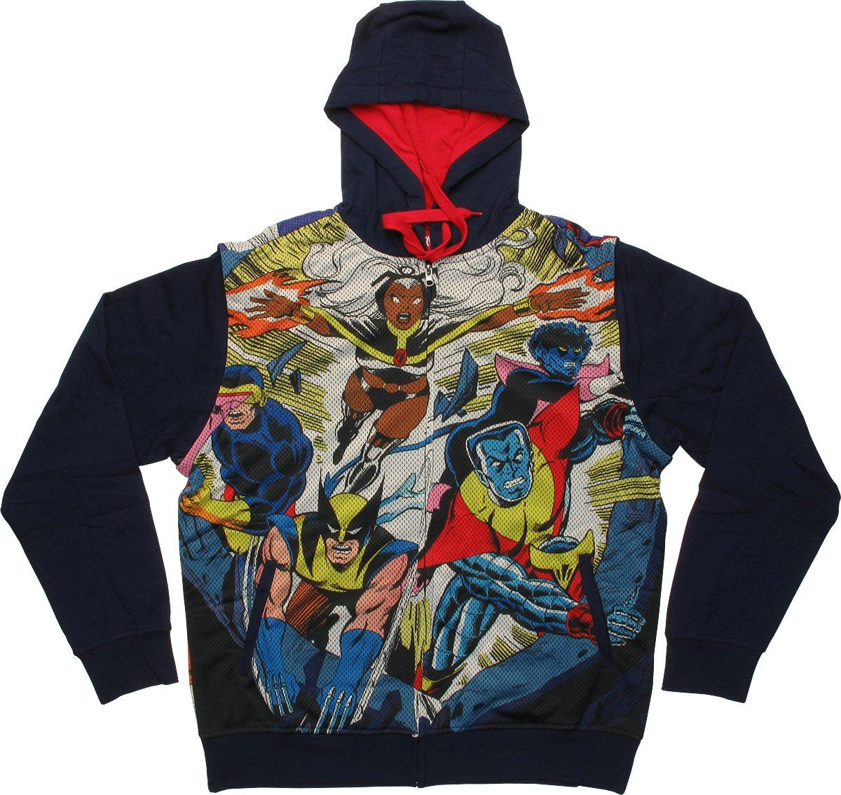X Men Group Blast Sublimated Overlay Convertible Vest Hoodie