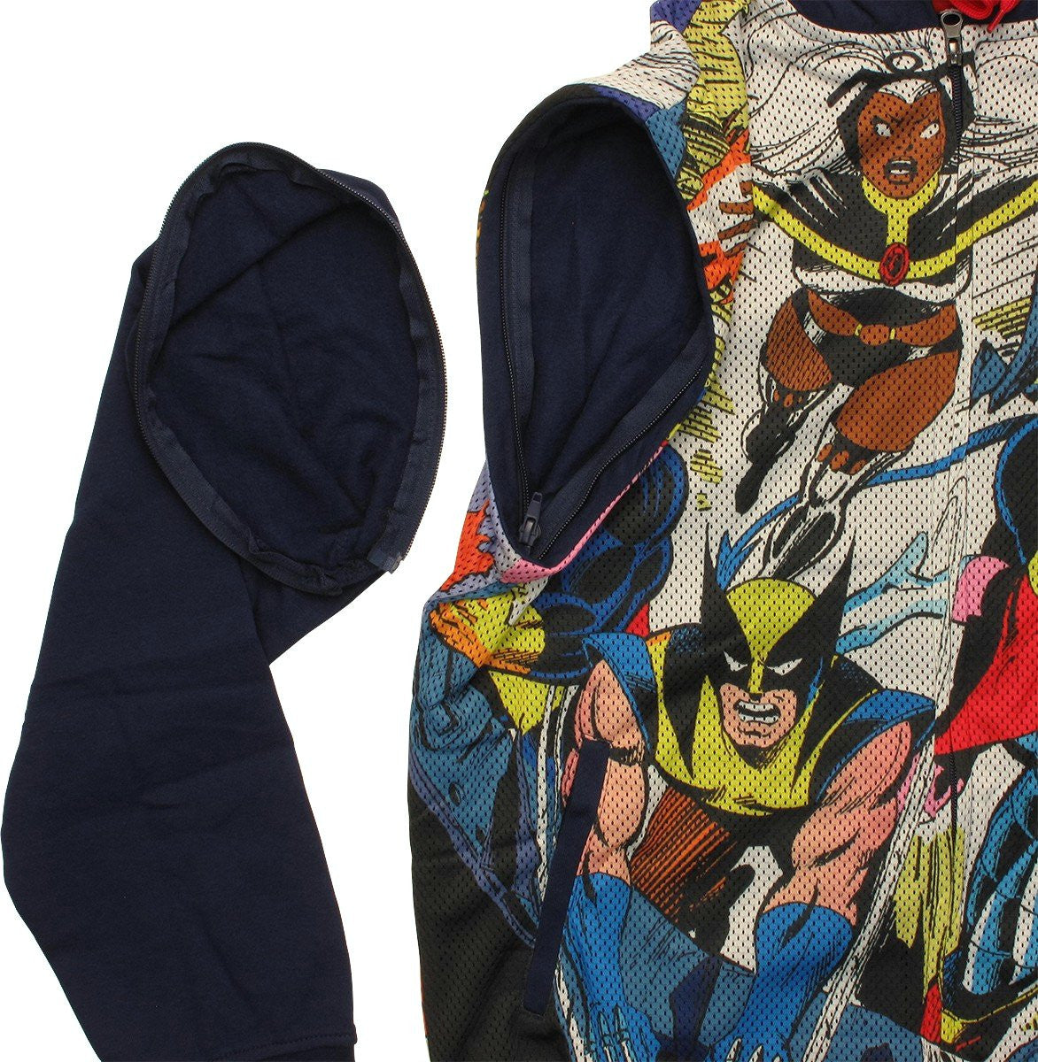 X Men Group Blast Sublimated Overlay Convertible Vest Hoodie