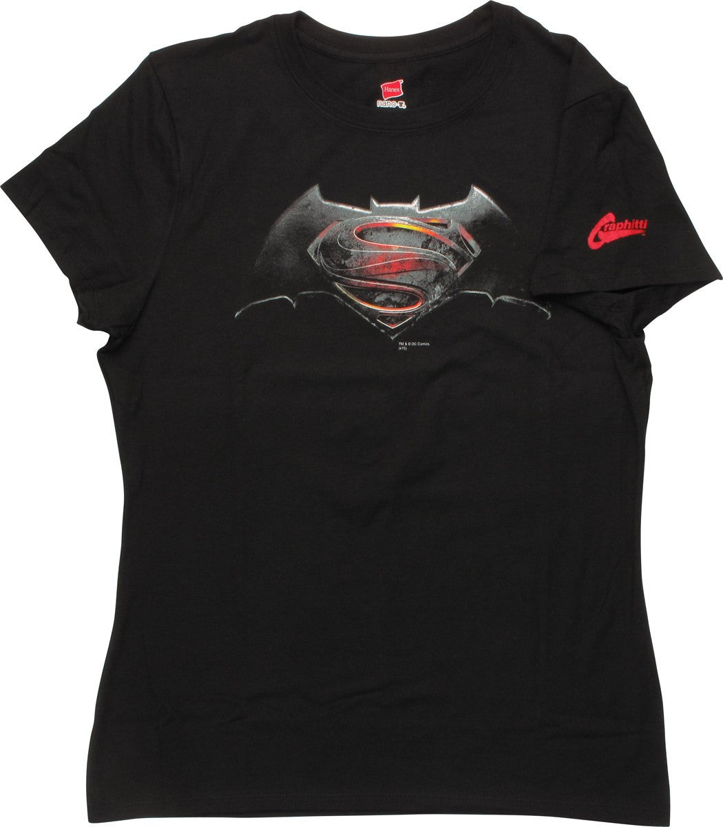 Batman v Superman Movie Logo Ladies T-Shirt