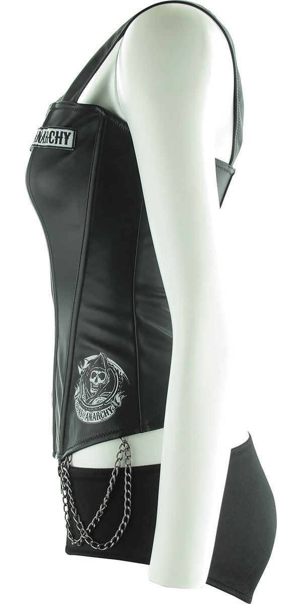 Sons of Anarchy Pleather Zip Corset Panty Set