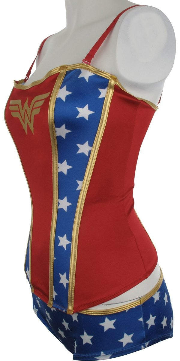 Wonder Woman Logo Corset Brief Lingerie Set
