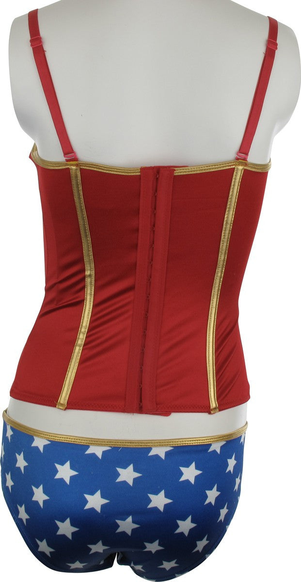 Wonder Woman Logo Corset Brief Lingerie Set