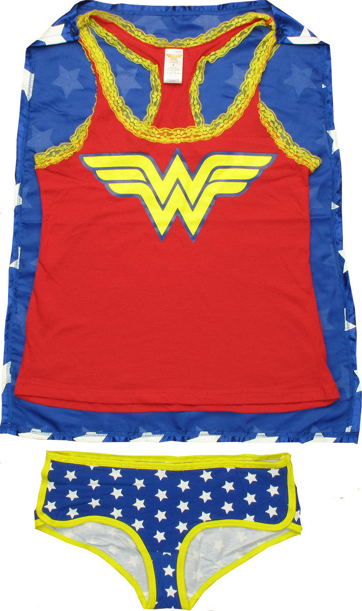 Wonder Woman Caped Tank and Briefs Junior Pajama Set