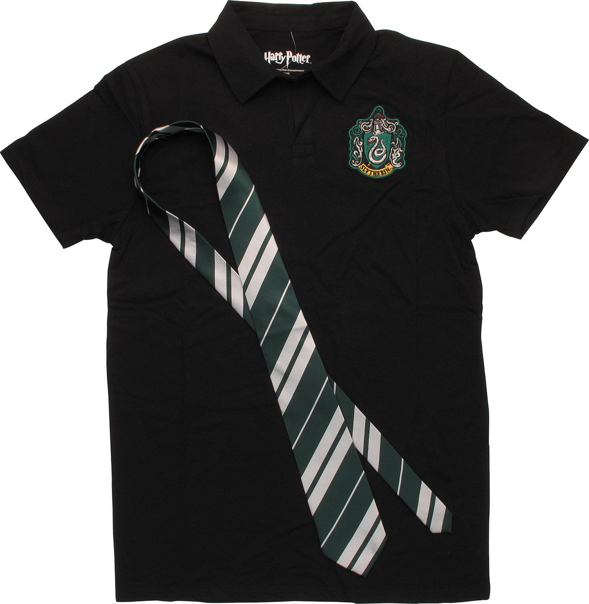 Harry Potter Slytherin Crest Tie and Polo Shirt