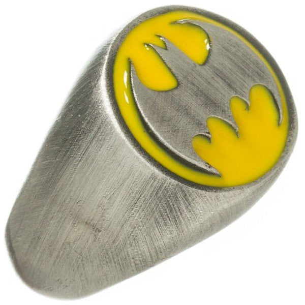 Batman Logo Brushed Signet Ring