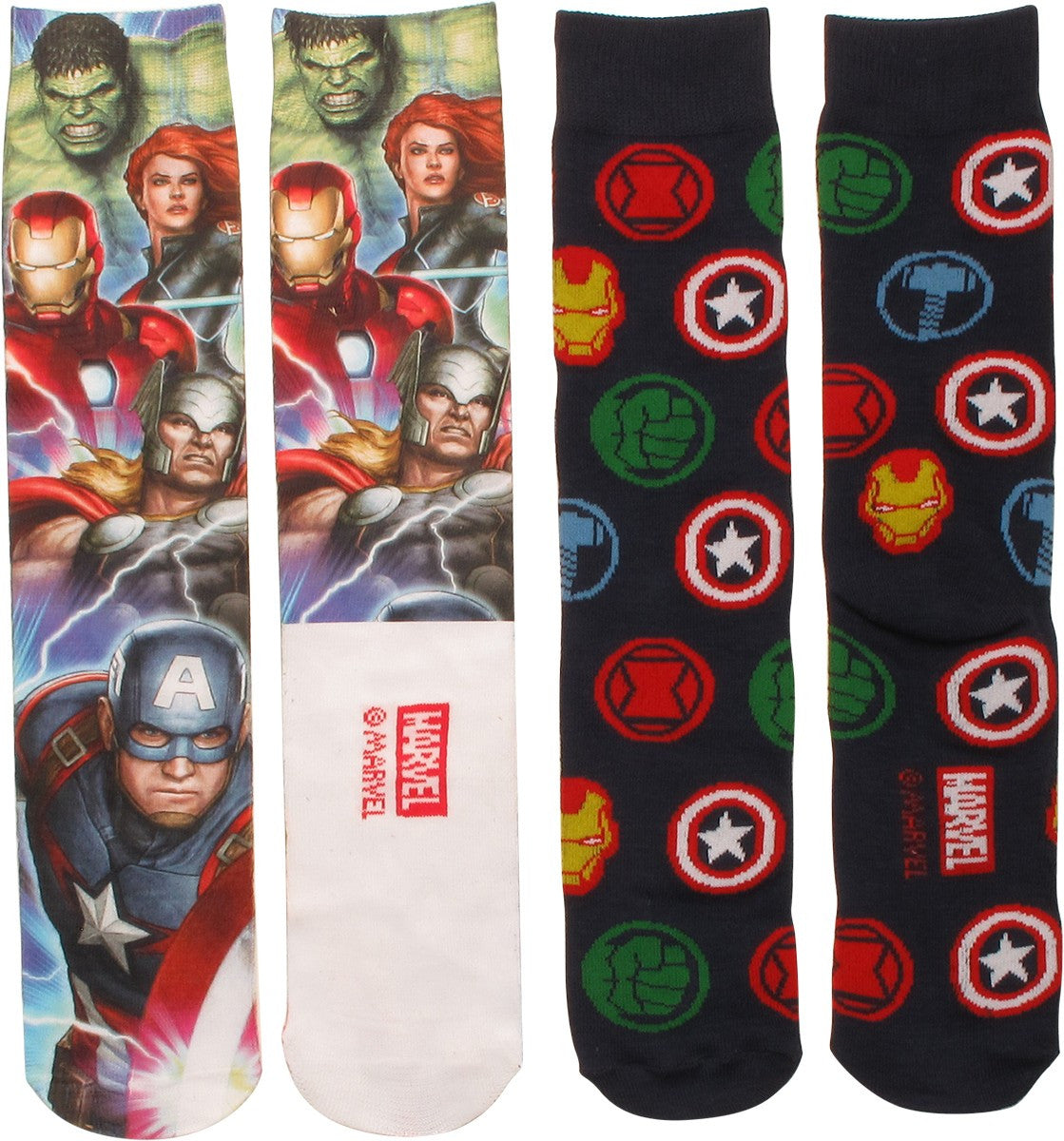 Avengers Dye and Knit 2 Pack Crew Socks Set