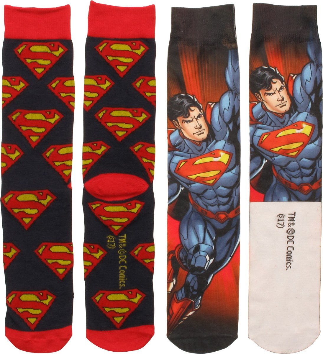 Superman Dye and Knit 2 Pack Crew Socks Set