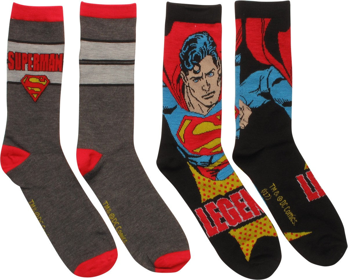 Superman Legend 2 Pack Crew Socks Set