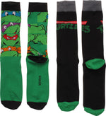 Ninja Turtles Faces Logo 2 Pair Crew Socks Set