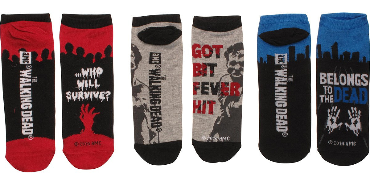 Walking Dead Bit Survive Mens 3 Pk Low Socks Set