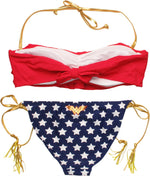 Wonder Woman Ruffled Bandeau Tasseled Swimsuit