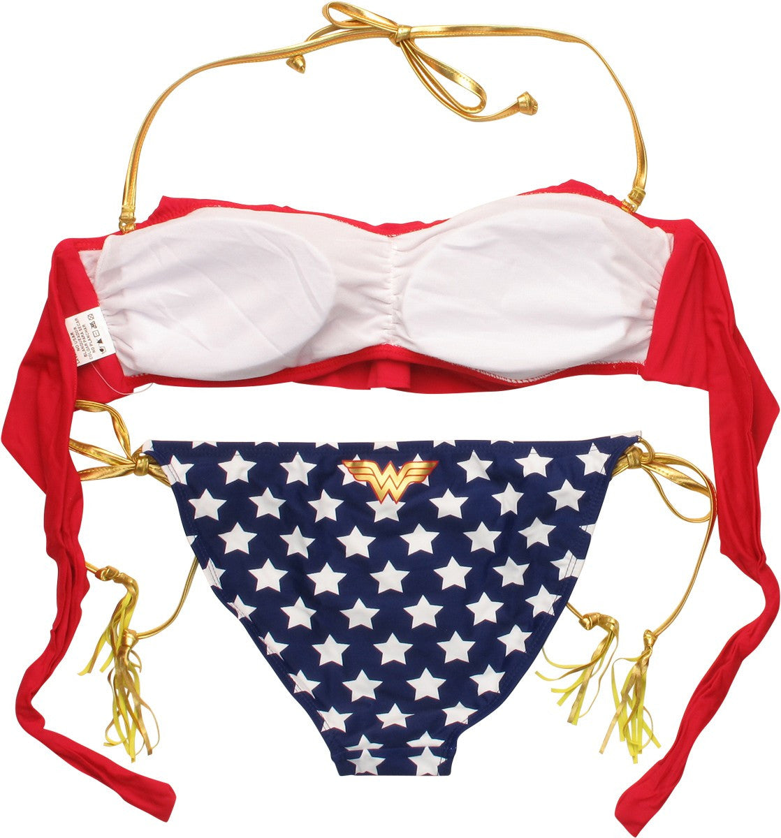 Wonder Woman Ruffled Bandeau Tasseled Swimsuit
