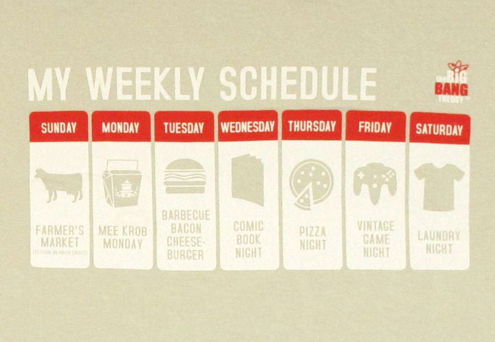 Big Bang Theory Schedule T Shirt