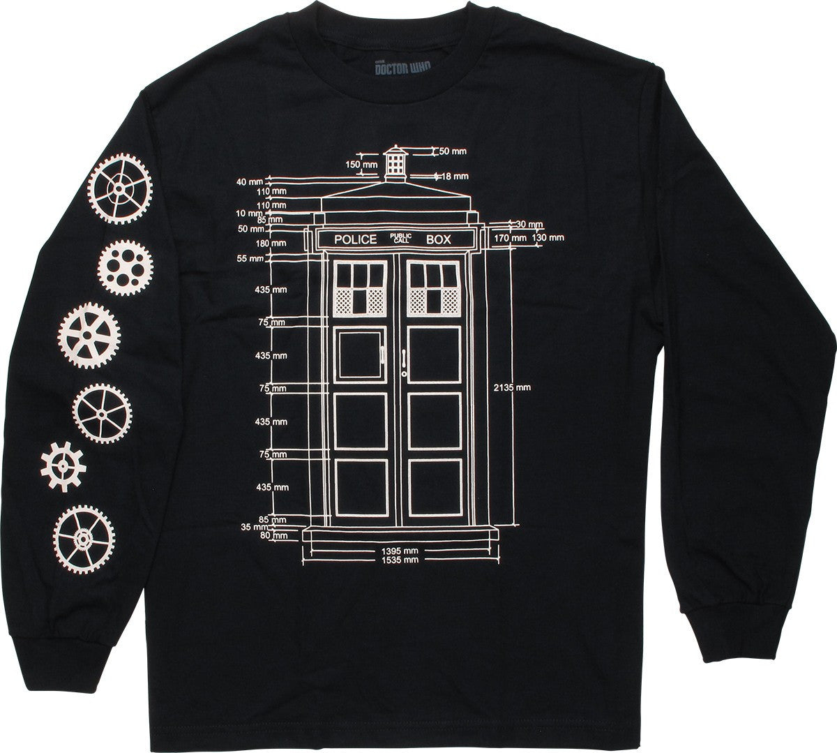 Doctor Who Tardis Specs Navy Long Sleeve T-Shirt