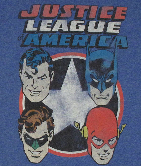 Justice League Star Heads T Shirt Sheer