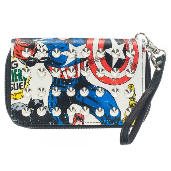 Captain America Studded Wristlet Clutch Wallet