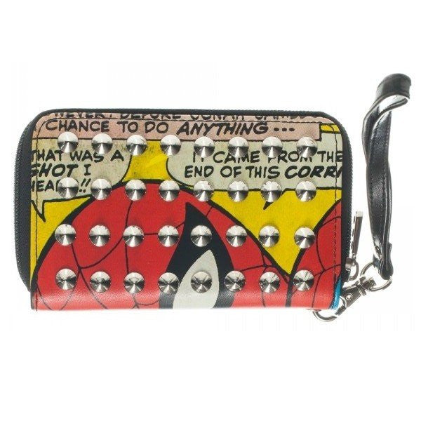 Spiderman Studded Wristlet Clutch Wallet