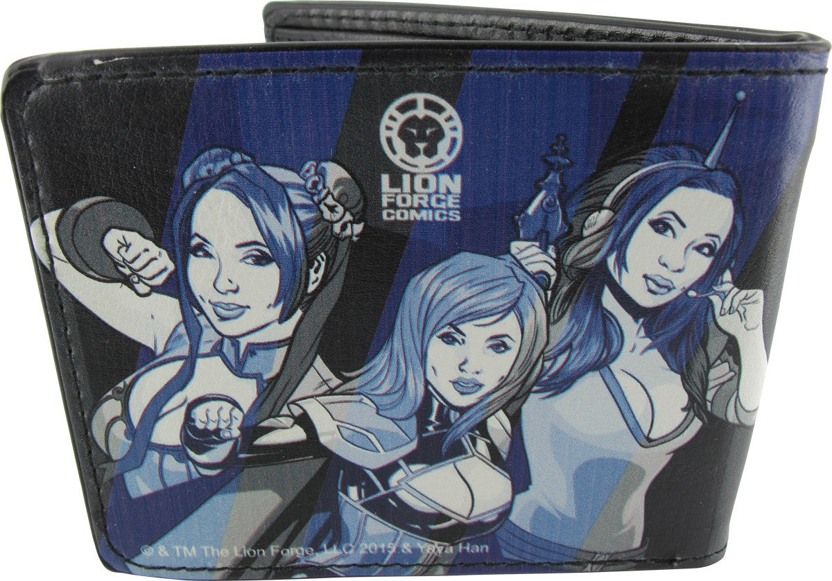 Yaya Han Poses Blue Stripes Wallet