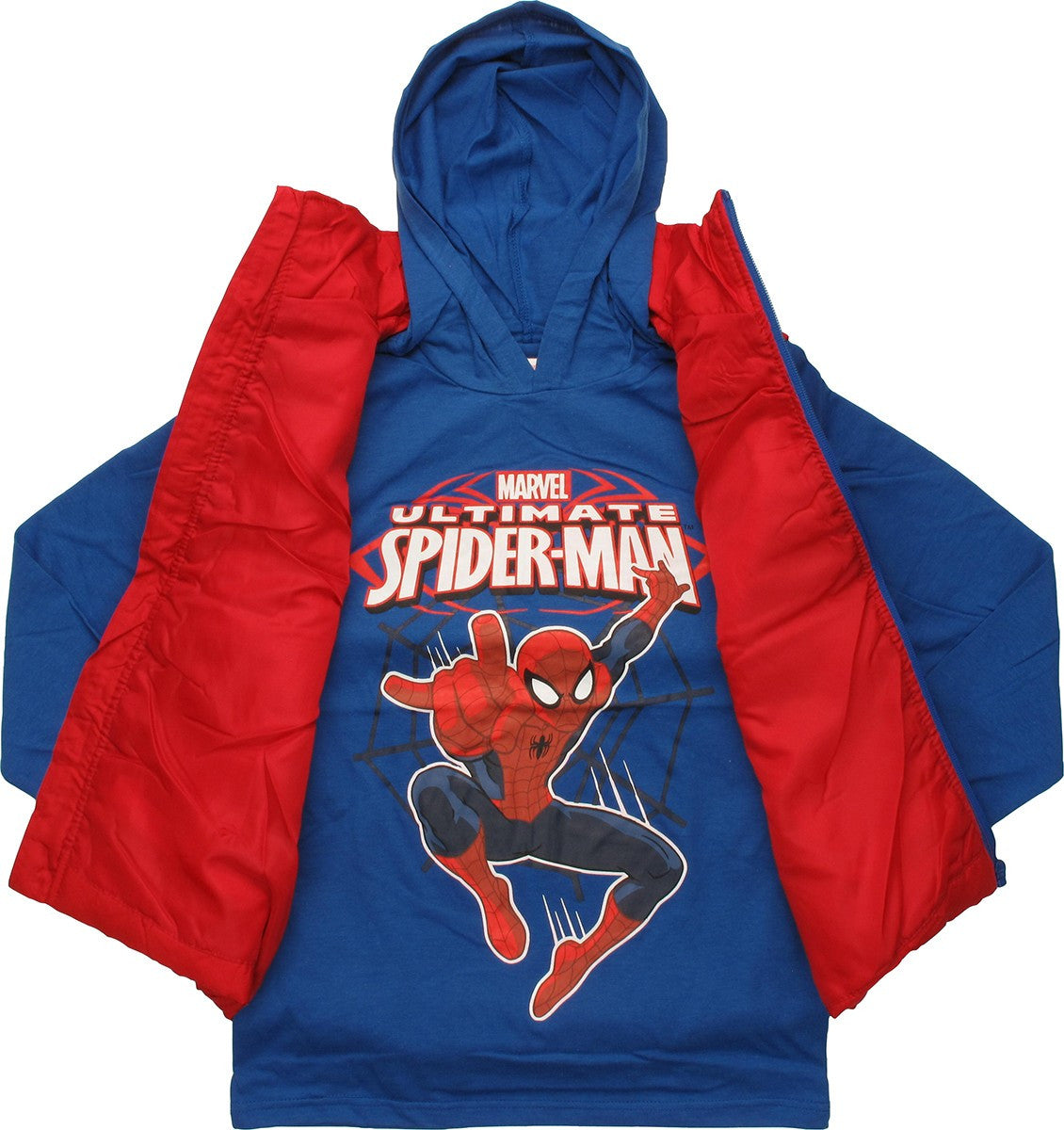 Spiderman Hooded Shirt and Sleeveless Youth Jacket