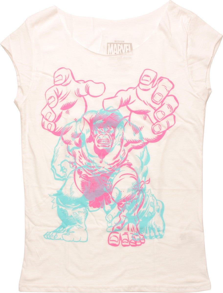 Incredible Hulk Color Ink Hem Cut Juniors T-Shirt