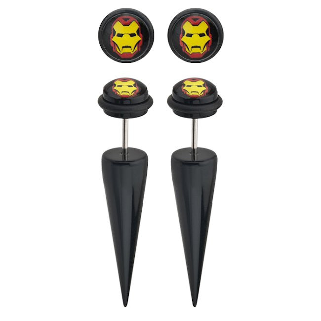 Iron Man Faux Taper Earrings