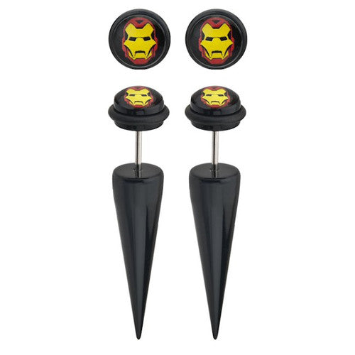 Iron Man Faux Taper Earrings