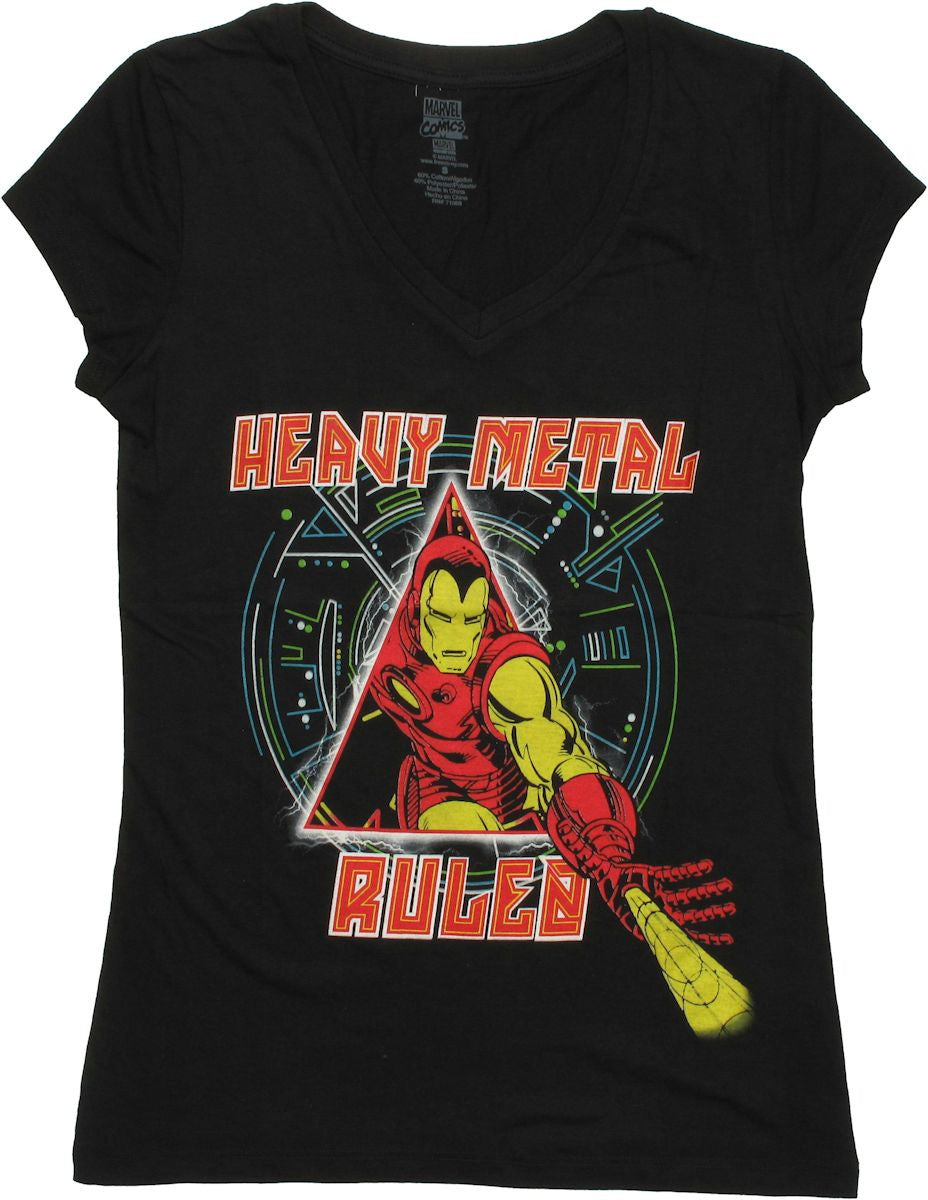 Iron Man Heavy Metal V Neck Baby Tee