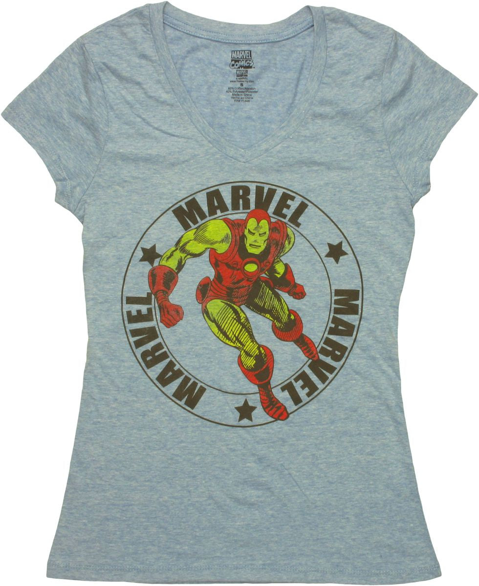Iron Man Marvel Circle V Neck Baby Tee