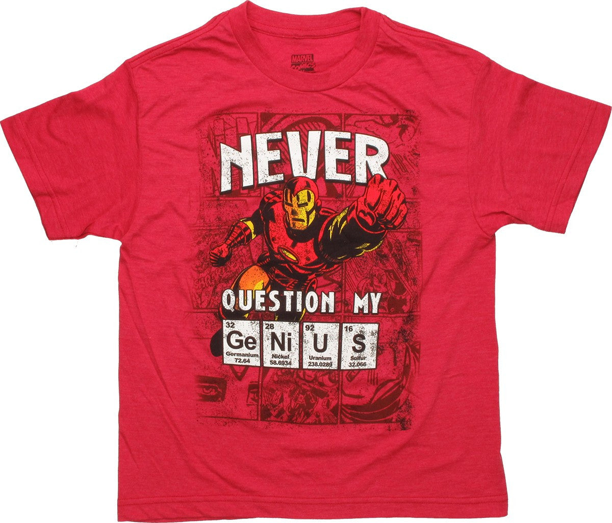 Iron Man Never Question Genius Youth T Shirt