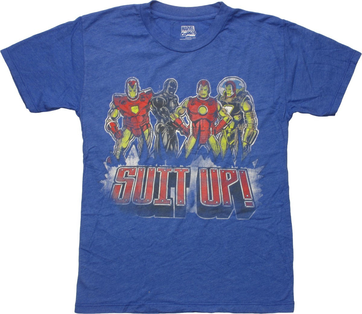 Iron Man Suit Up Heathered Blue Youth T-Shirt