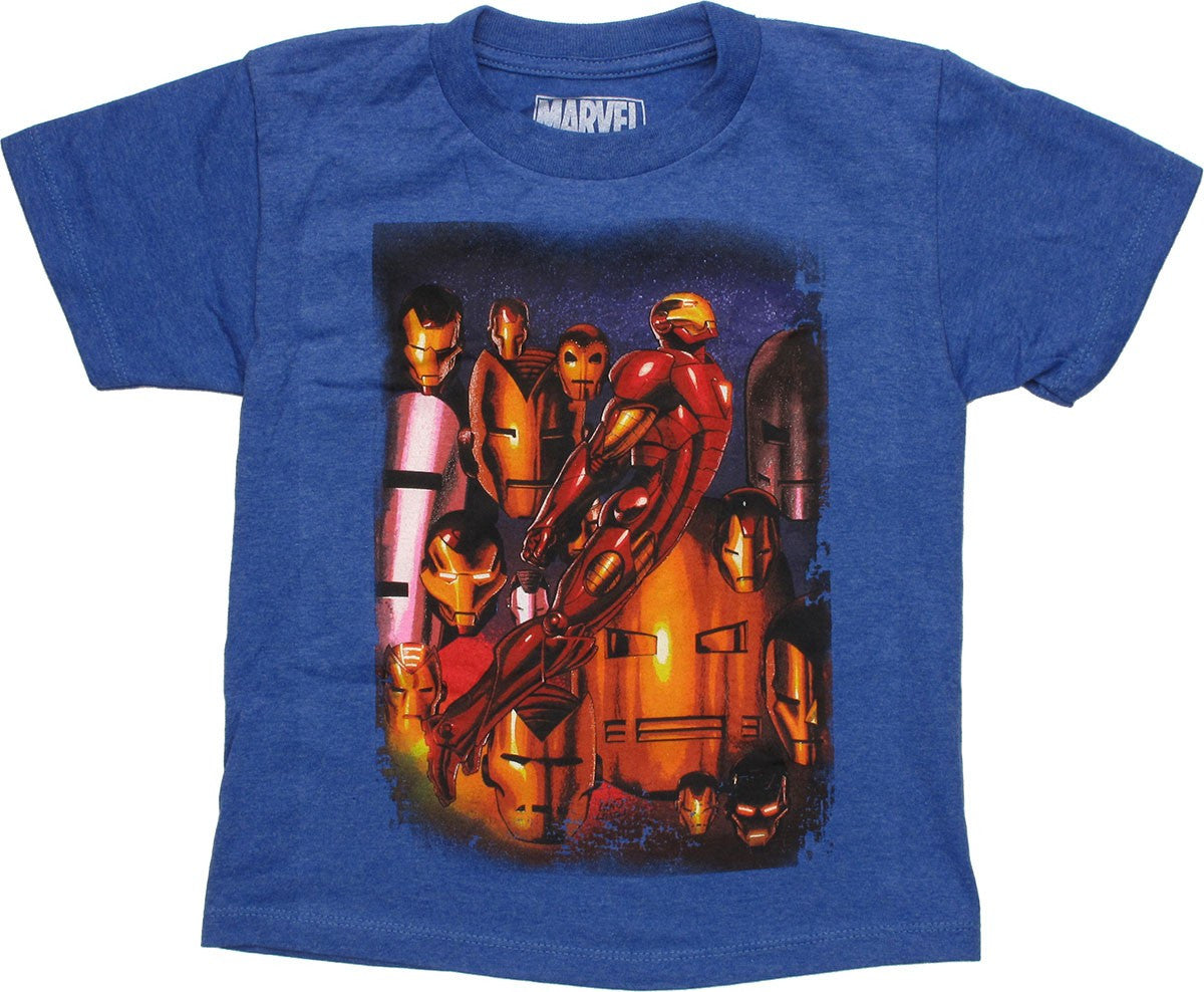 Iron Man Through the Ages Suits Juvenile T-Shirt