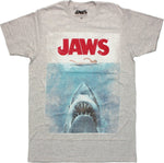 Jaws Vintage Poster Gray Heather T Shirt Sheer