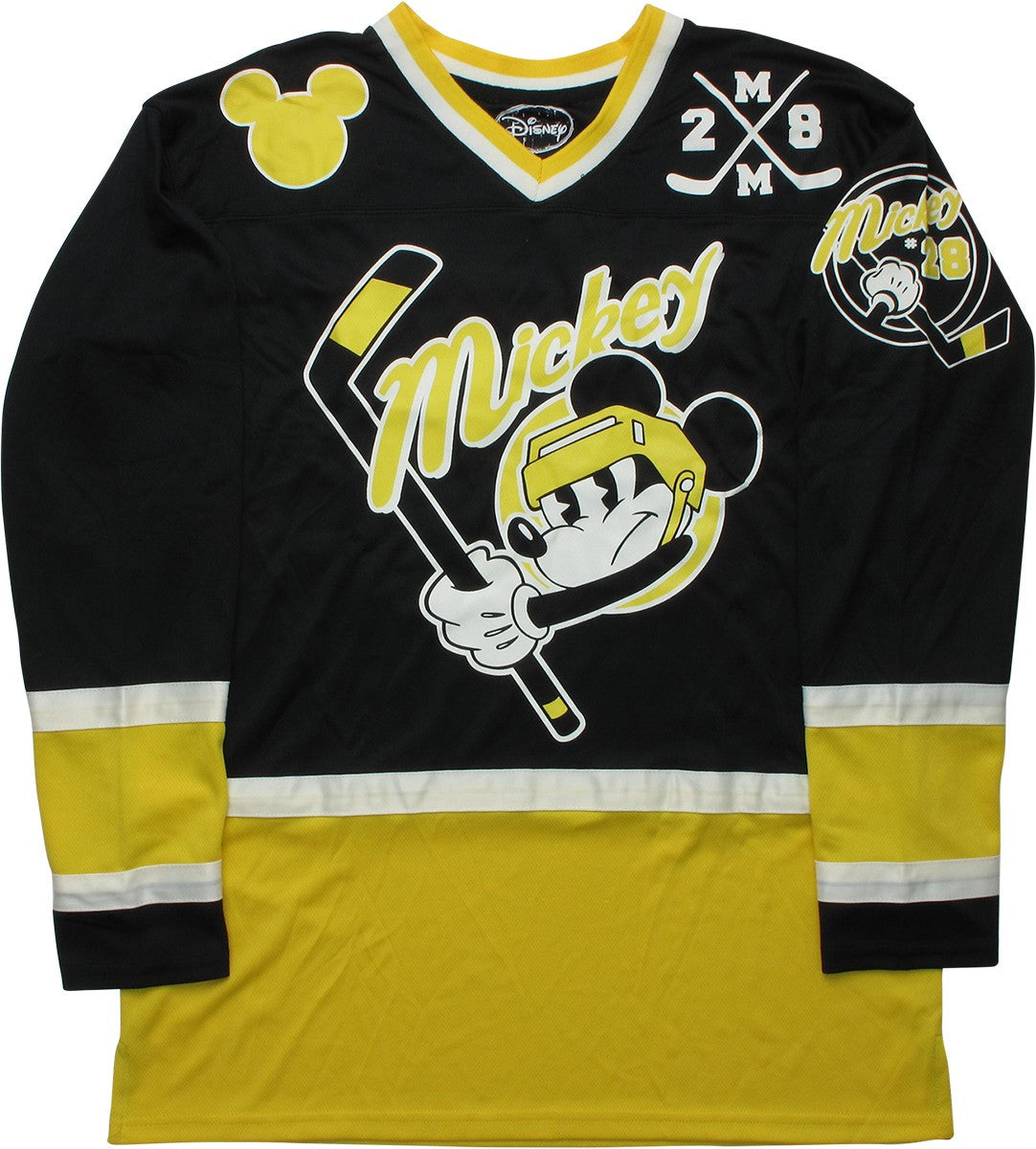 Mickey Mouse 28 Black and Yellow Hockey Jersey