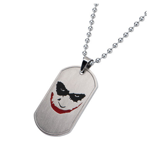 Joker Red Smile Dog Tag Necklace