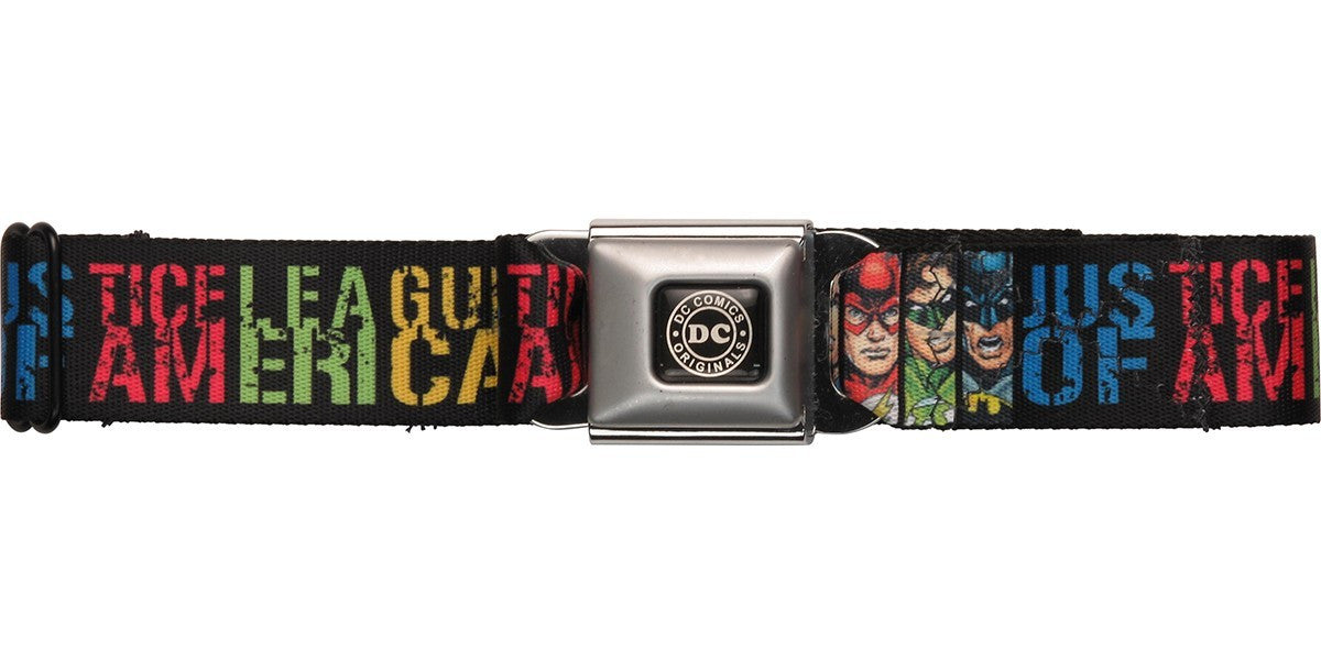 Justice League Faces Rectangles Seatbelt Belt