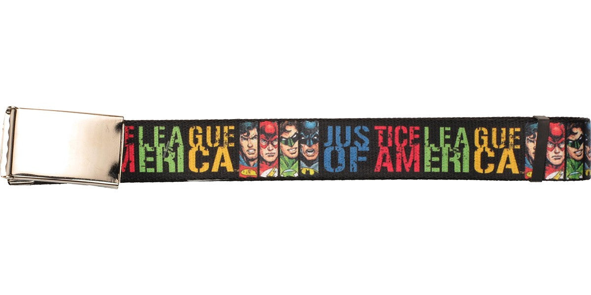 Justice League of America Faces Rectangles Mesh Belt