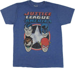 Justice League Star Heads T Shirt Sheer