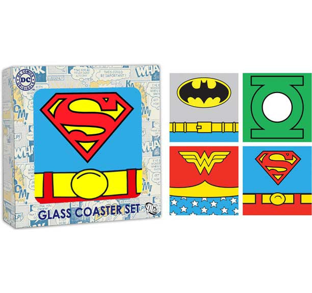 Justice League Uniforms Glass Coaster Set