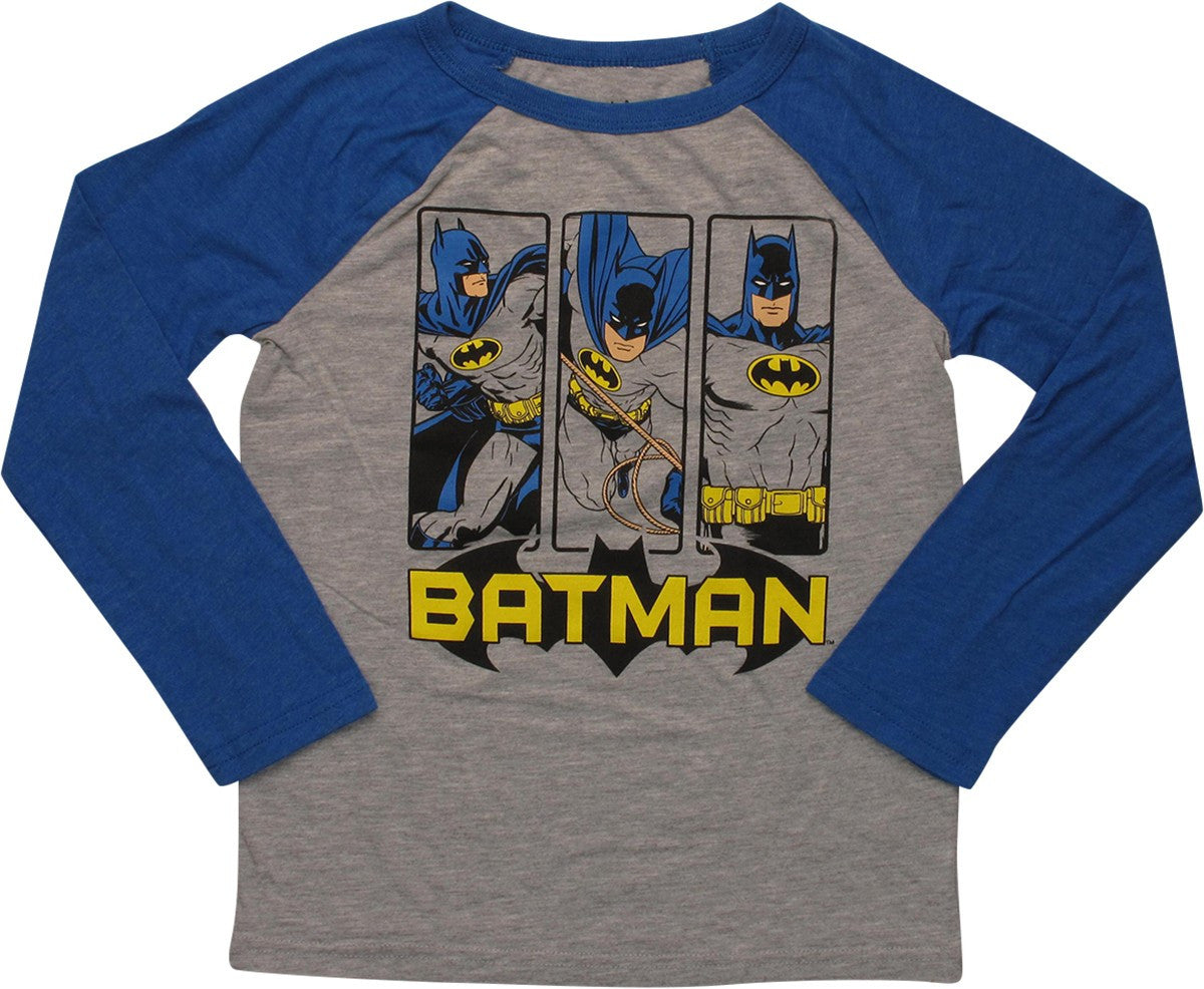 Batman Vertical Panels Ringer LS Juvenile T-Shirt