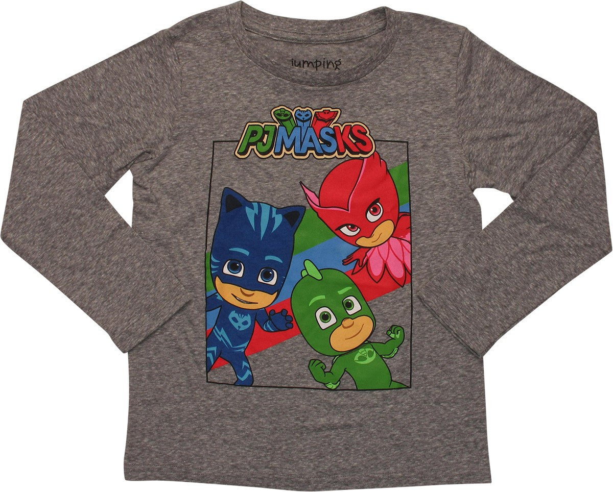 PJ Masks Heroes Square Gray LS Juvenile T-Shirt