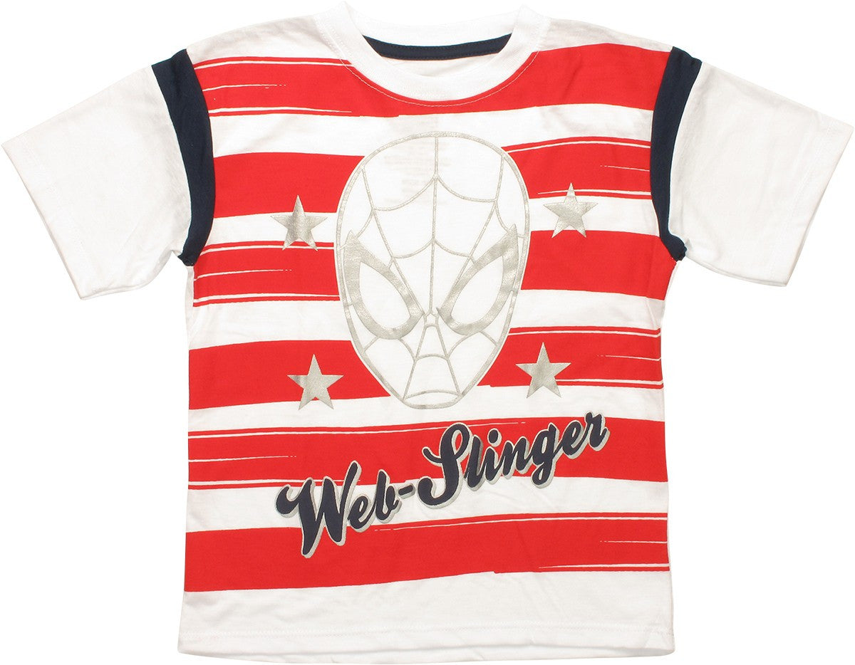 Spiderman Web Slinger Striped Juvenile T-Shirt