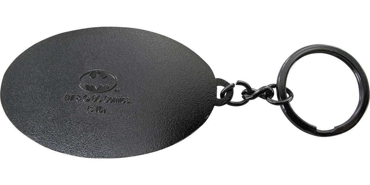 Batman Oval Black and Silver Logo Metal Keychain